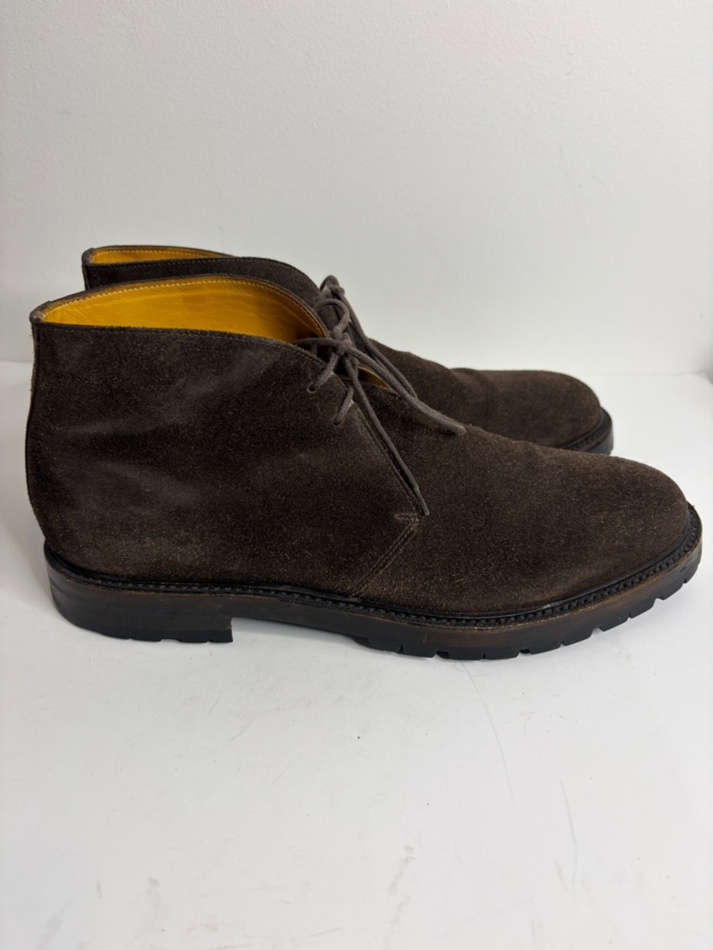 Canali Chukka Boots Mens 44 US 11 Brown Suede Lace Up Desert Ankle Lug Vibram